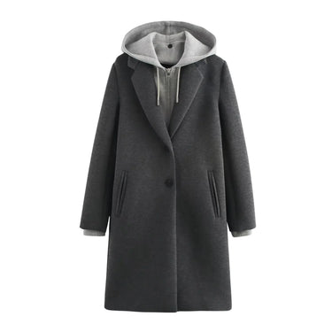 Gray coat with a hood on a white background